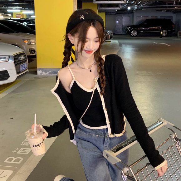 Brandy Melville Tops - korean style black knit set